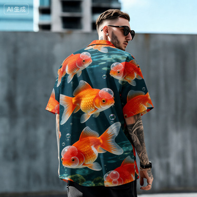 Bowling Men's Floral Shirt Cross-Border Trade Youth Classic Versatile Turn-Down Collar Button Loose Short-Sleeve Cardigan
