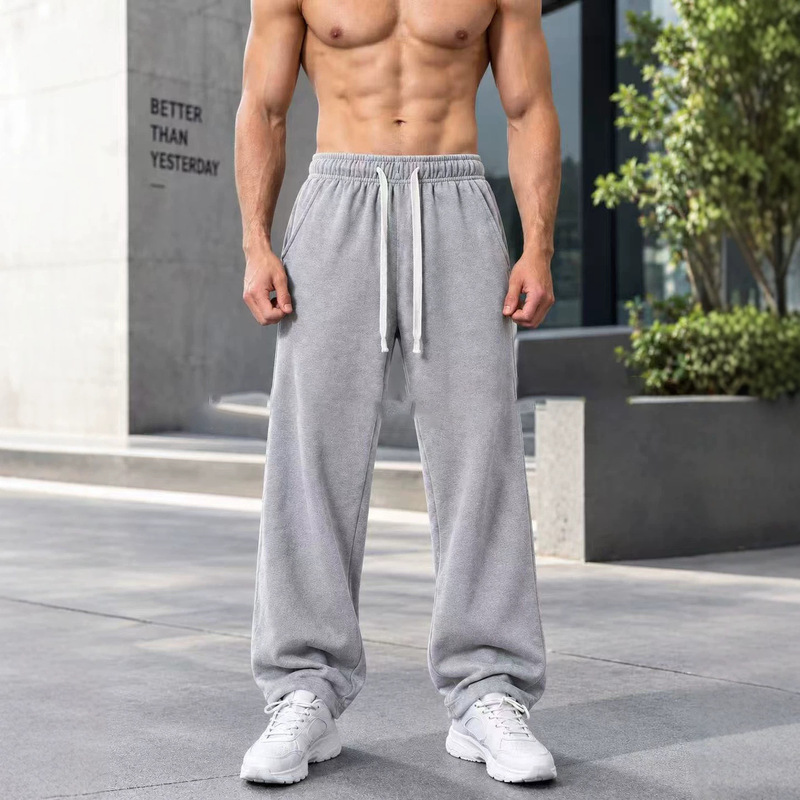 Cross-border new American retro-style, relaxed-fit sweatpants for men, perfect for spring and summer, versatile wide-leg casual pants Cross-border new American retro-style, relaxed-fit sweatpants for men, perfect for spring and summer, versatile wide-leg casual pants