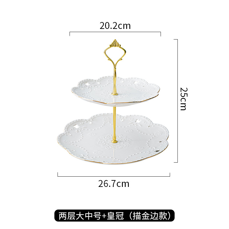 Luz de lujo cerámica de doble capa plato de aperitivos hogar sala de estar mesa de café pastel mesa de postre merienda creativa fruta seca plato de decoración de frutas