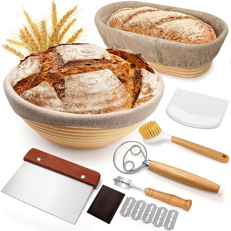 Amazon Banneton European-Style Rattan Fermentation and Baking Set Bread Tools Scraper Supplies Vietnam Indonesia Rattan