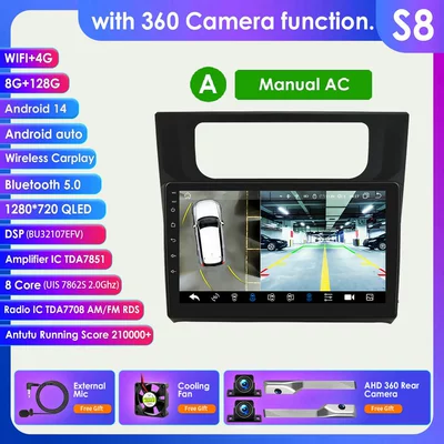 Control Bluetooth Car Navigation DVD Navigation - with-360-camera-8128g-wifi4g-lte-version-7862-carplay-eight-core-10inch-suitable-for-volkswagen-caddy-2015-2018-manual-air-conditioner