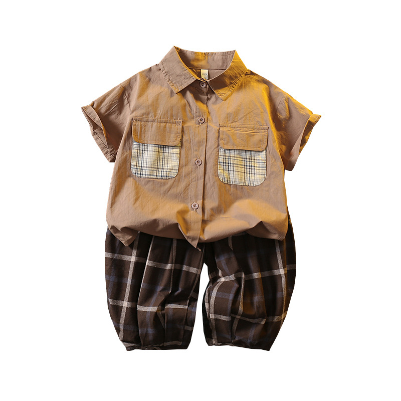 5693 Traje de manga corta de verano para niños 2025 nueva ropa para niños de verano para niños
