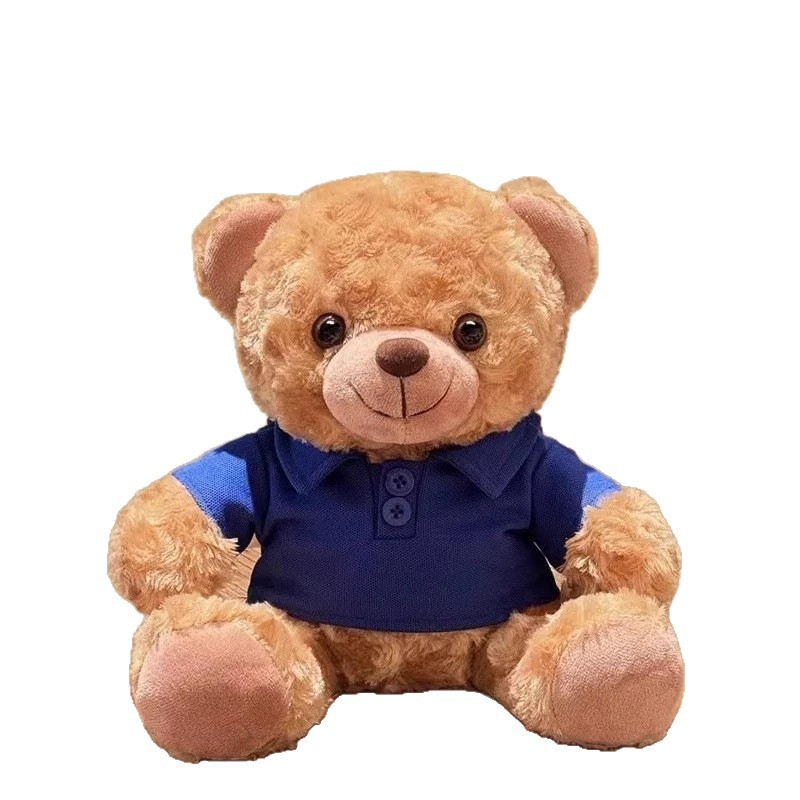 Polo camiseta pequeña compañía de muñecas de peluche regalo muñecas de peluche muñecas de peluche vestido muñeca impresión logotipo