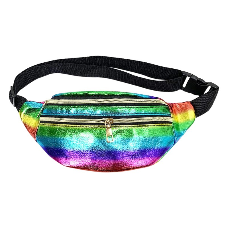 Laser Waist Bag for Women 2026 Summer New Fashion Colorful Crossbody Bag Multi-Compartment Chest Bag for Women Pu Leather Crossbody Bag for Women