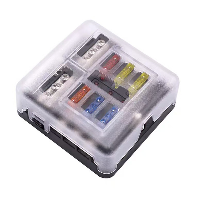 Car Fuse Box with Negative Terminal, Plug-In Screw Type, Multi-Way Fuse Box, Led Indicator Light, Boat and Car Accessories
