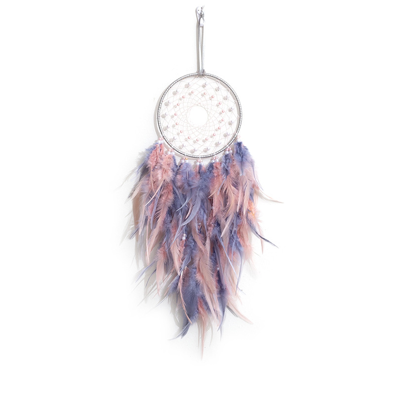 Gray Dream Catcher Pendant Handmade Creative Wind Chime Girly Room Decoration Birthday Gift Red Bean Paste Pink_voghion.com