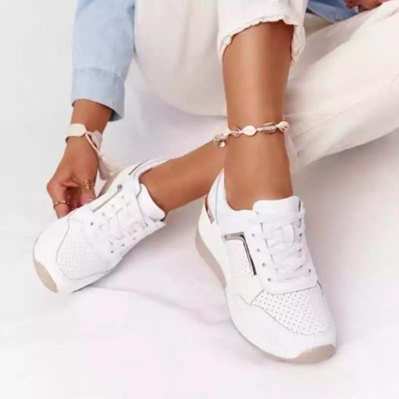 casual round toe lace-up wedge sneakers NSFH127807