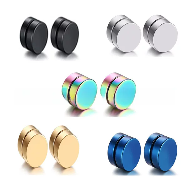 Fashionable Korean Style Non-Pierced Earrings, Earrings, Magnets, Men's Ear Clips, Factory Direct Sales, Single Simple Round