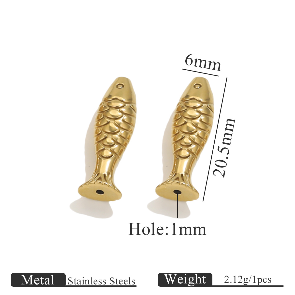 Acero inoxidable dorado bambú curva pequeña perla de pez accesorios de material de cuerda tejida a mano accesorios de pulsera cuentas de acero DIY accesorios