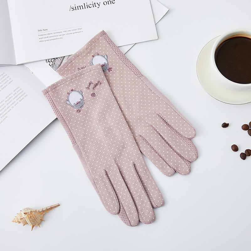 Guantes de protección solar Guantes de pantalla táctil bordados de tela para mujer de primavera y verano