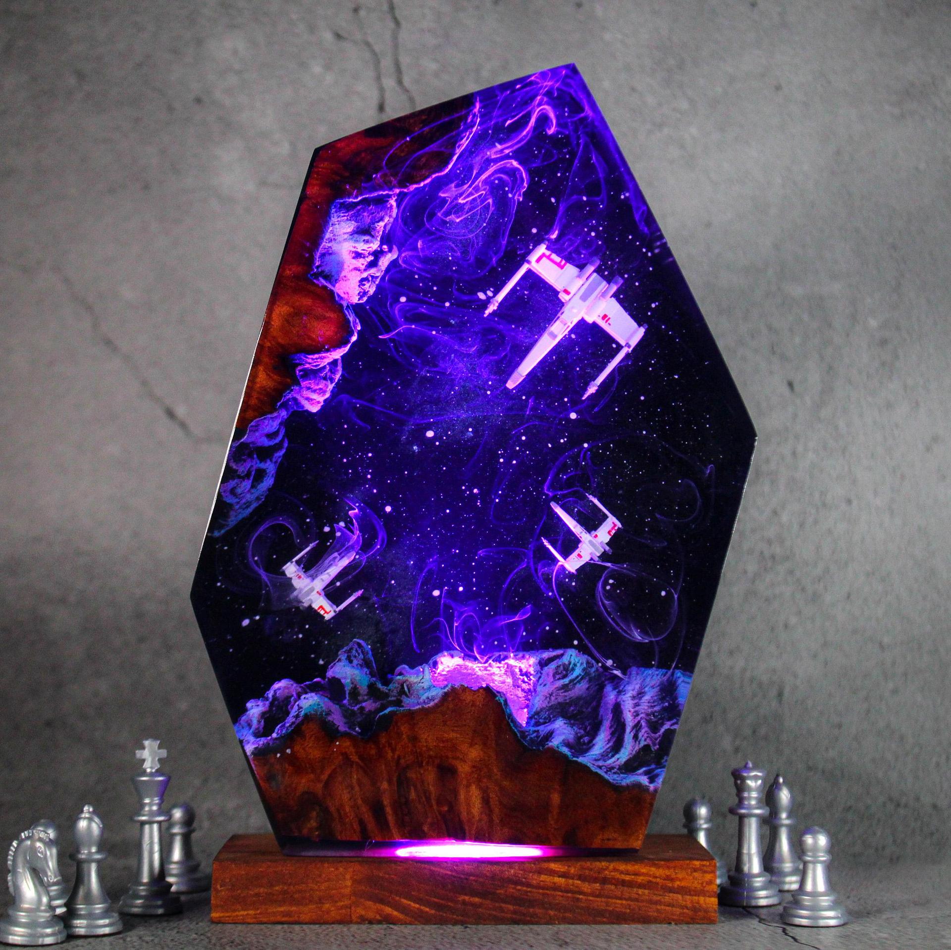Transfronteriza venta caliente estereoscópico Star Wars lámpara de resina única regalo de decoración de la habitación de los chicos