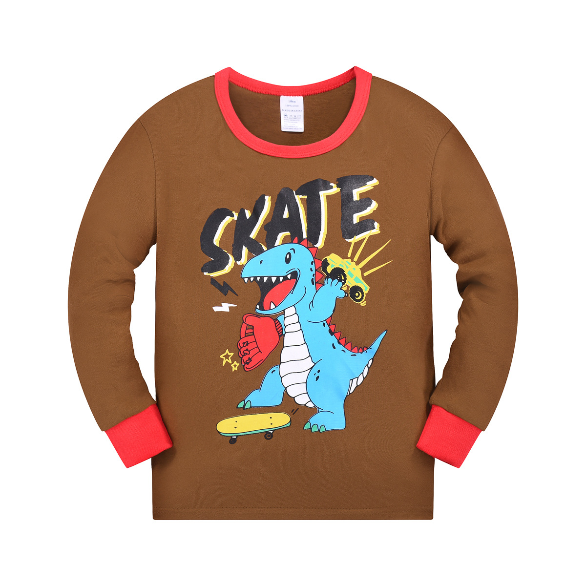 Otoño nuevos pijamas de tiburón para niños Comercio exterior transfronterizo ropa para el hogar cómodo Traje de dos piezas de algodón para niños