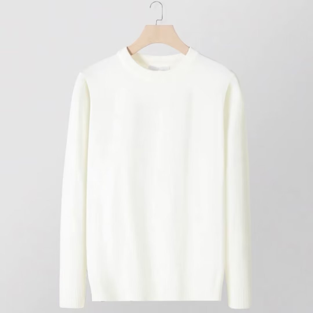 Hombres camisetas delgadas de punto de invierno jóvenes hombres cuello redondo de color sólido casual hoodie de manga larga suéter hombre transfronterizo mayorista