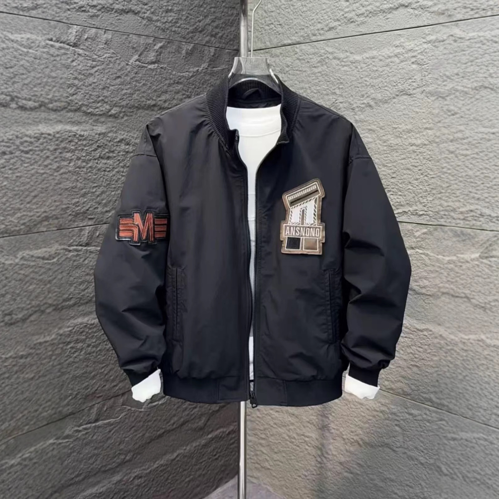 Besticktes Baseballtrikot, trendige Arbeitskleidung für Herren, vielseitige Fliegerjacke_voghion.com