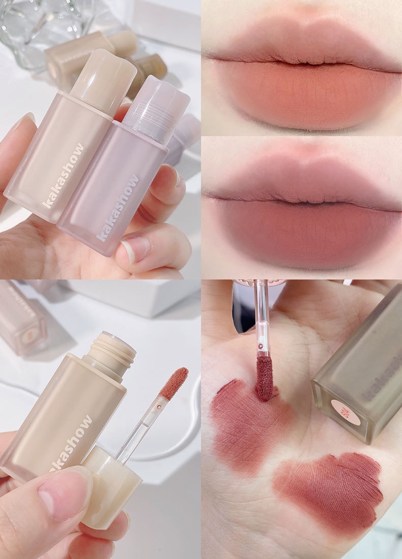 kakashow Pink matte nude lip Gloss, a natural summer matte lip mud that makes the skin look fairer and less likely to stick to a cup of soft matte lipstick Item Picture