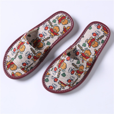 新款韓版情侶款亞麻拖鞋春夏季室內防滑透氣女式涼拖鞋