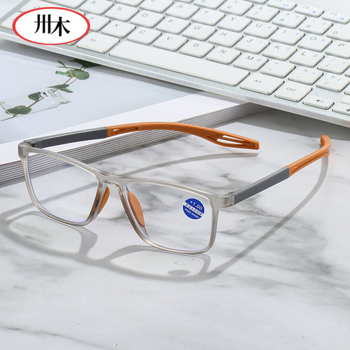 New cross-border anti-blue light reading glasses, middle-aged and elderly sports flat reading glasses, men's and women's anti-slip reading glasses