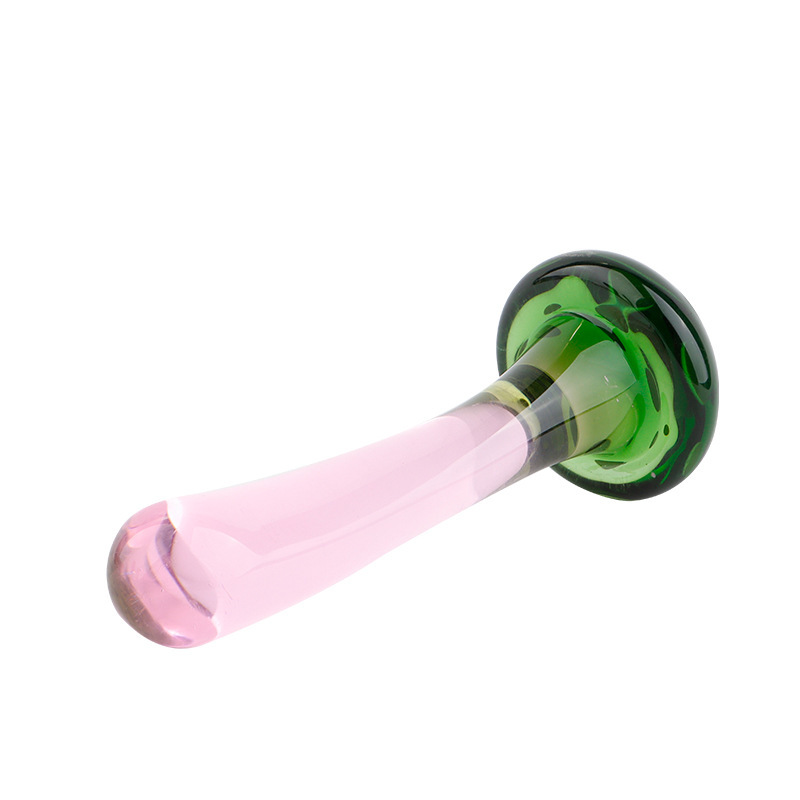 Glass Fruit-Shaped Dildo Anal Plug, Green Crystal Cucumber Design, Adult Use — detail image 11