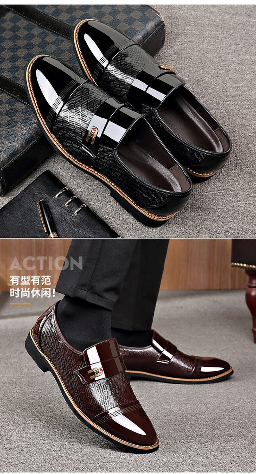 Giày da nam cao cấp mũi nhọn gót thấp 1–3 cm kiểu Anh, giày công sở trang trọng — WZ56 màu nâu, WZ56 màu đen chi tiết 11
