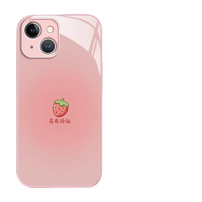 Apple, стекло совместимо с iPhone 15, чехол для телефона, фуксии клубника, iphone