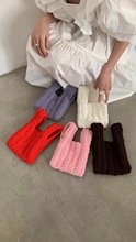 韓國東大門代購同款女包單肩手提斜挎秋冬新款可愛編織糖果色成品