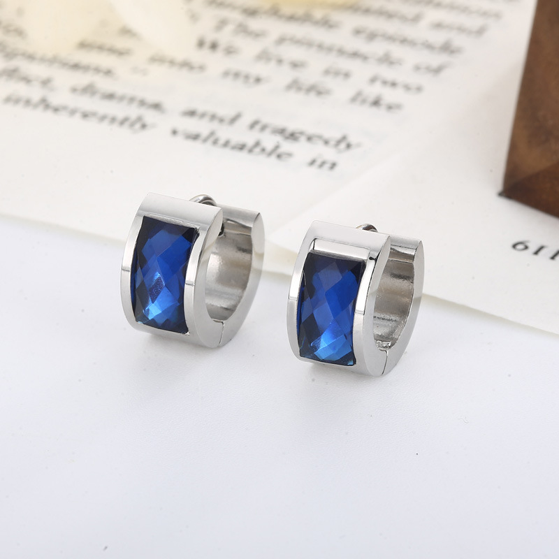 1 Pair Simple Style U Shape Plating Inlay Titanium Steel Glass 18K Gold Plated Earrings display picture 7