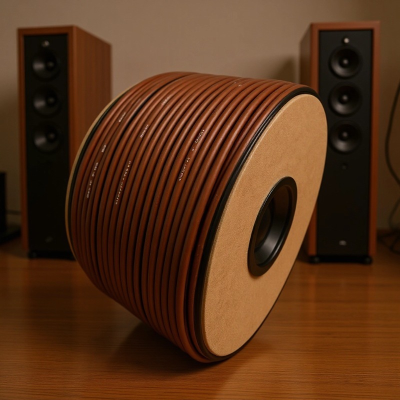 哑光棕纯铜音响发烧喇叭线 504哑光磨砂皮咖啡色音响线工程音箱线