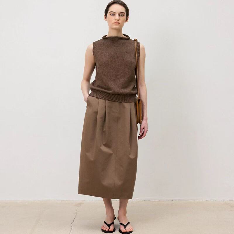 Now NG South Korea Dongdaemun Designer Moondal Summer Curled Sleeveless All-match Knitted Vest