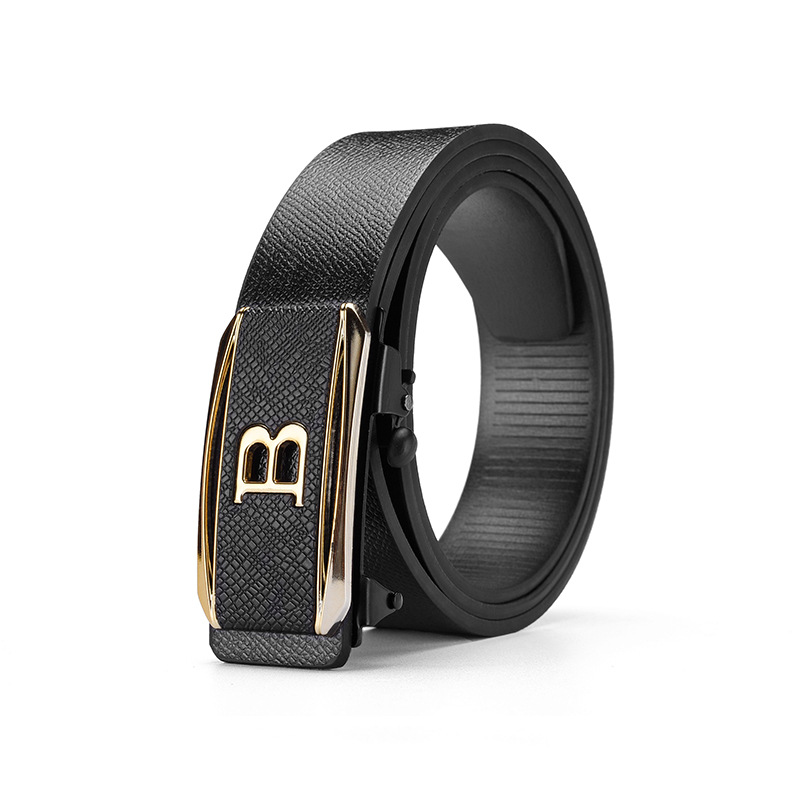 Fabricante de cinturón casual para hombres, venta directa de letras sin dientes, ropa interior automática, patrón de palma de moda, negocios simples