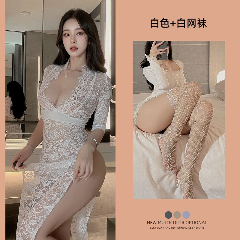 흰색 + 흰색 망사 스타킹