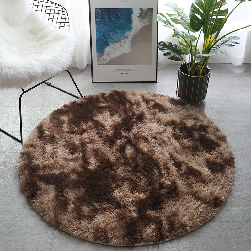 Cross-Border Nordic Silk Wool Tie-Dye Round Carpet Living Room Sofa Blanket Bedroom Bedside Blanket Computer Chair Dressing Table Foot Pad