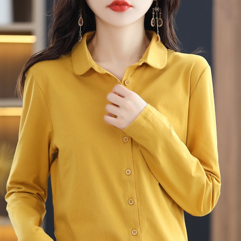 メーカー卸売り2024春夏女性シャツライカ高枝綿上着シャツ気質上着純色長袖|undefined