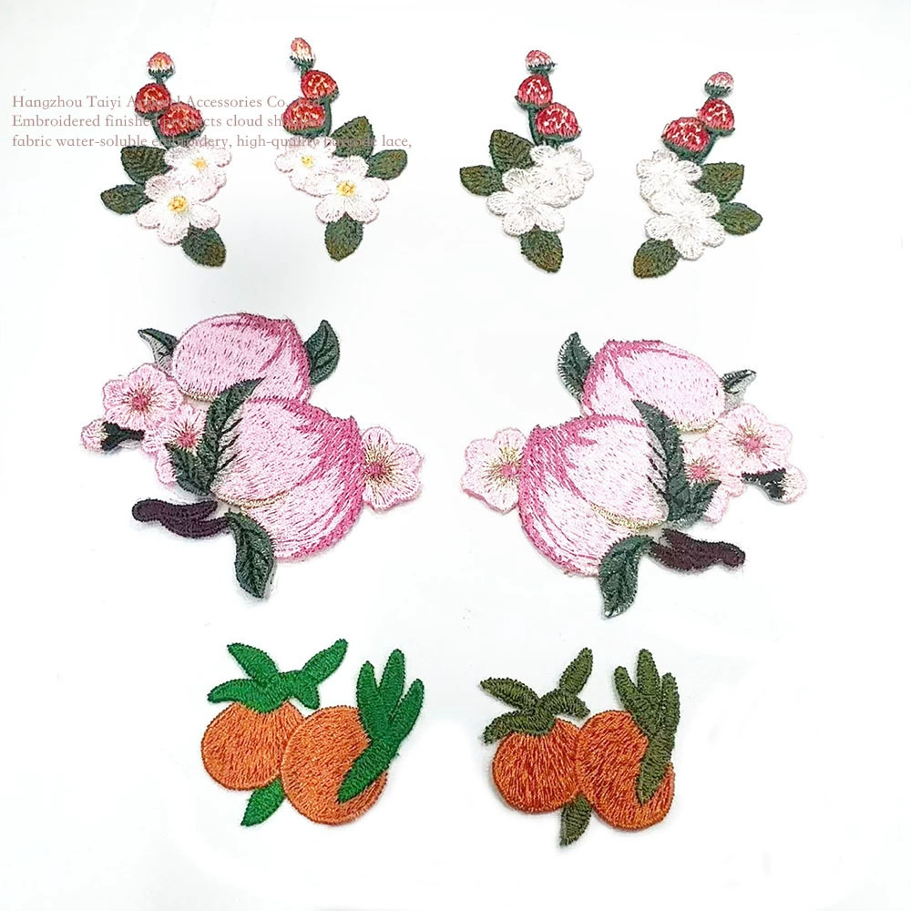 Персиковая клубника вышитый шар вишневый наклейка ткань diy рубашка шелковая юбка шапка декоративный патч цветы