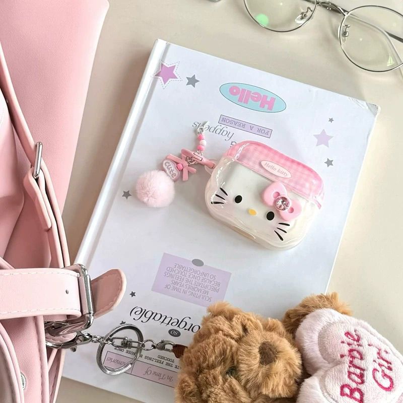 Cartoon Pink Kitty Cat Bow para Apple Airpods 4 generación cubierta de auriculares pro3 estuche de auriculares image 3