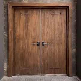 复古中式老榆木大门实木酒店民宿卧室门酒吧做旧装饰大门双开门