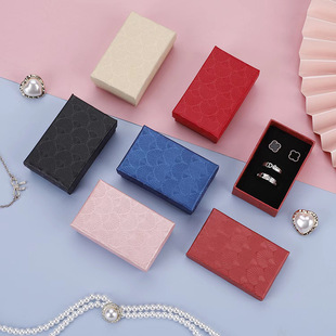 Jewelry box packaging gift box square ring bracelet packing box diamond pattern storage gift box Red gray Black