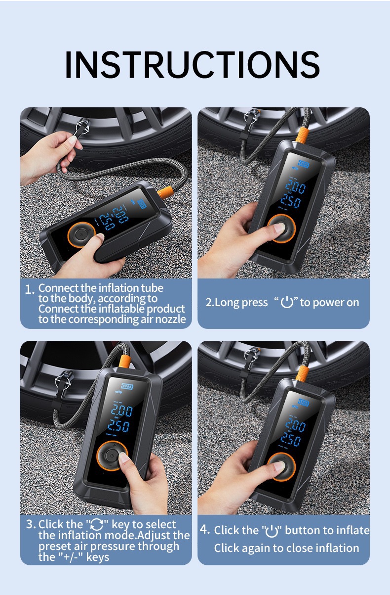 Cross-Border Car Wireless Air Pump Portable Car Electric Pump Car Tire Car Inflator