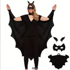 新しいハロウィン cos バットスリーブマントキャットウーマン黒マントアイマスク付き子供のパフォーマンス小道具バットマント