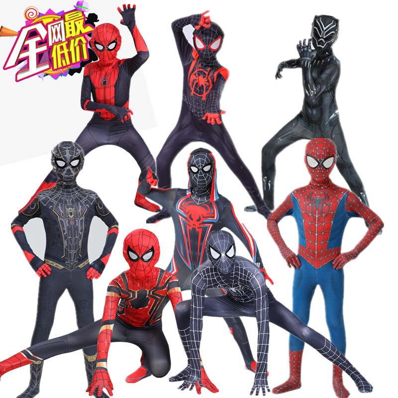 Halloween Spider-Man tights children's cosplay performance clothes little black miles hero costume Halloween Spider-Man tights children's cosplay performance clothes little black miles hero costume