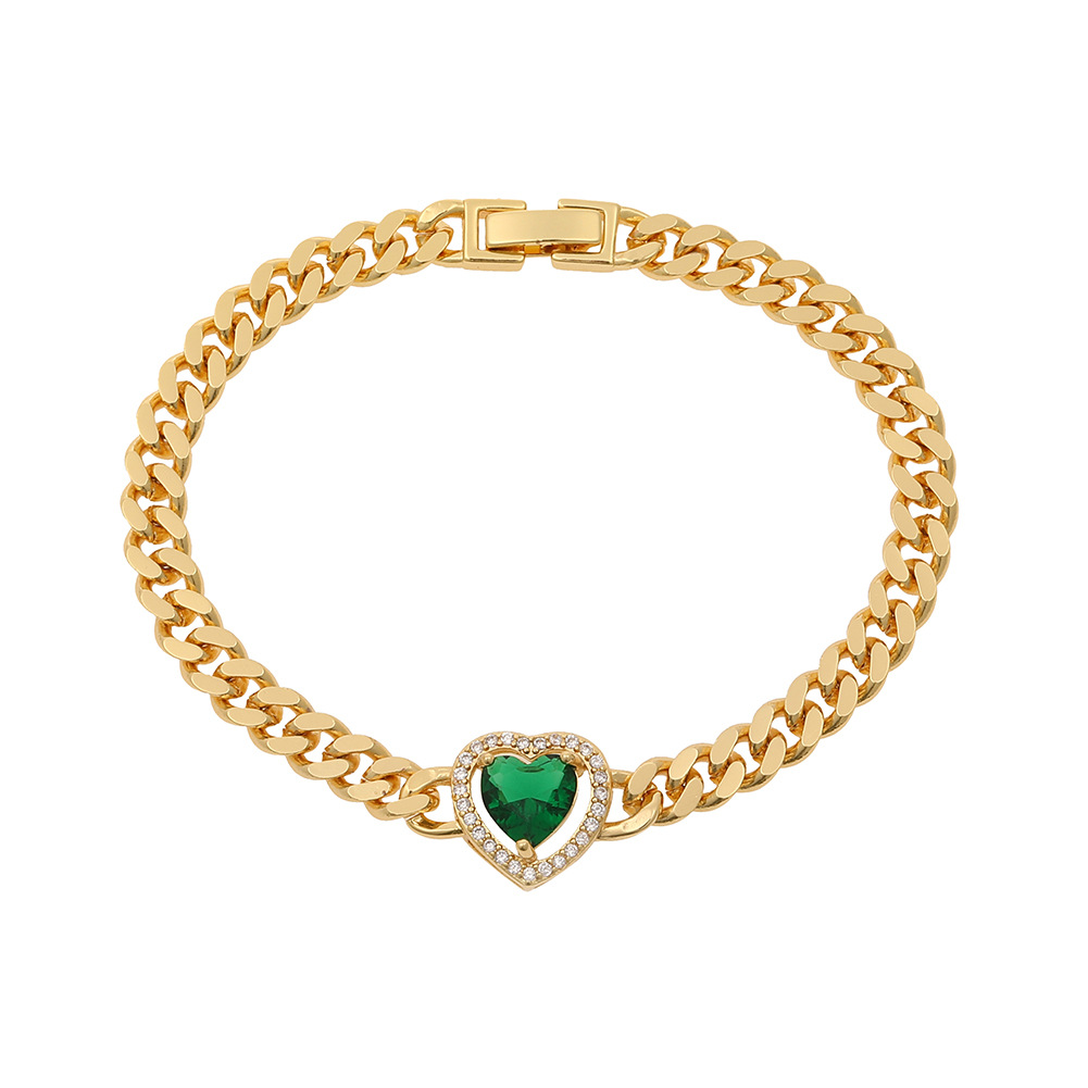 Fashion Heart Shape Copper Plating Zircon Bracelets 1 Piece