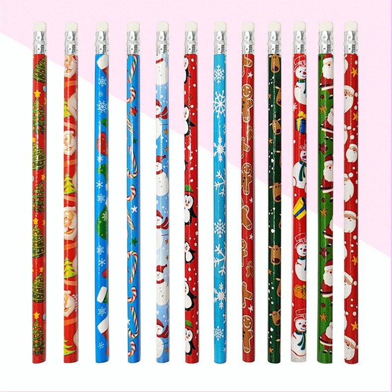 Navidad lápiz pintura dibujos animados borrador estudiante escritura HB lápiz niños papelería boceto pluma fábrica al por mayor