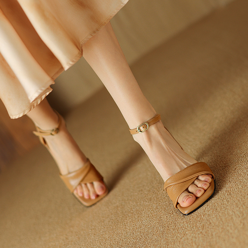 Crocodile Textured White Open Toe Kitten Heel Sandal