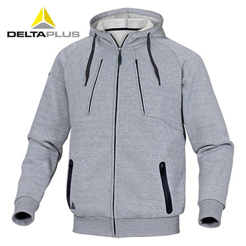 代尔塔 405420 灰色连帽卫衣夹克涤棉混纺春秋户外工作服时尚工装