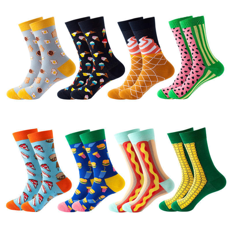 Unisex Funny Cartoon Food Socks for Men and Women Novelty Skateboard Apparel Crew Cotton Socks
