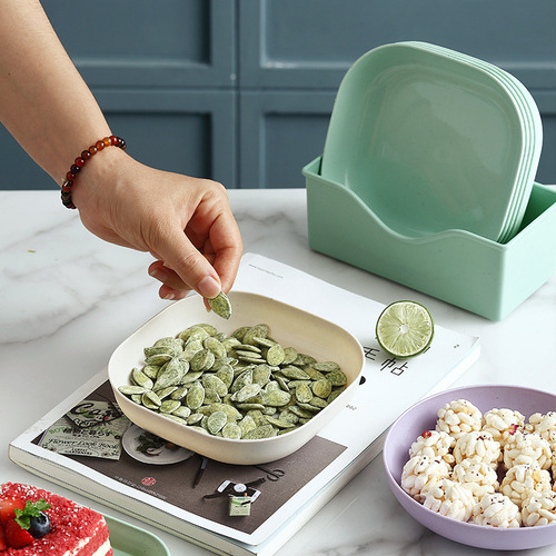Wheat straw bone spitting dish, fruit dish, dried fruit dish, pickle dish, light luxury cake dish suitable for gift box