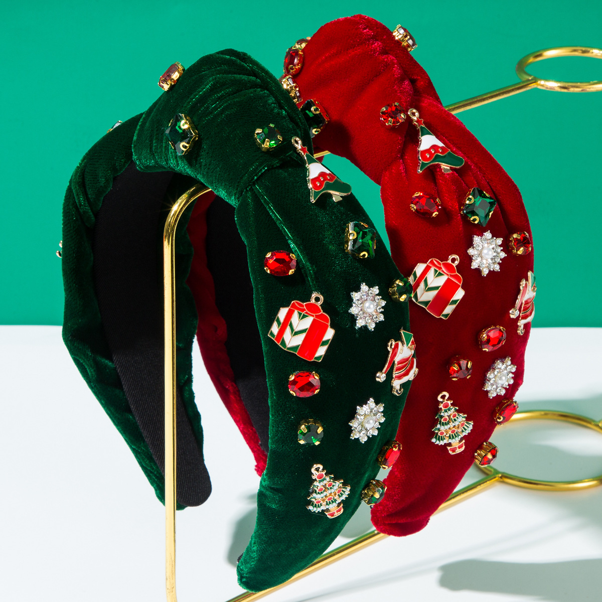 Neues Weihnachts-Flanell-Legierungs-Geschenkset: Elch-Weihnachtsbaum-Stirnband, festliche Party-Haaraccessoires – Detail 2