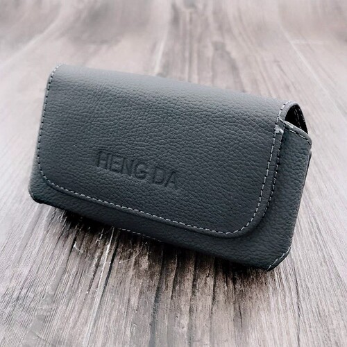 Leather phone waist case with lychee pattern, horizontal model, adjustable strap, universal leather case for the elderly, general factory, model 7.0