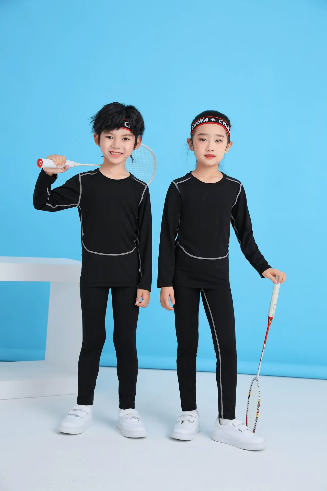 Children's fleece basketball football sports suit for training for gym, quick dry long-sleeve, tight, for running