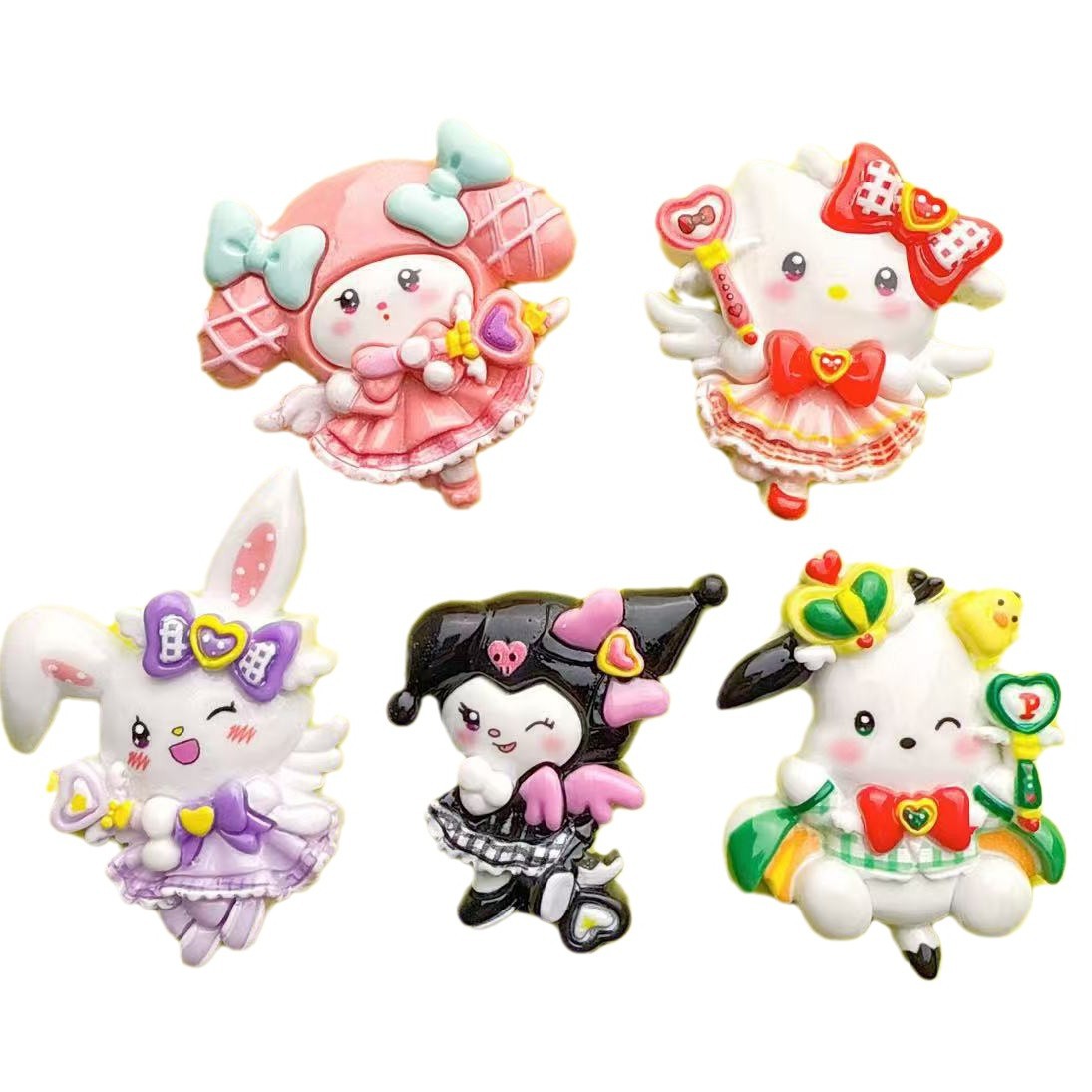 빅 카드 산리오 크림 접착제 수제 DIY 헤어 클립 냉장고 자석 구멍 신발 키 체인 수지 쥬얼리 액세서리