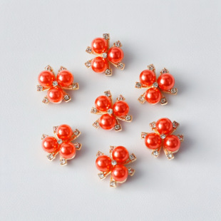 Antique Hair Accessories Alloy Red Three Pearl Accessories Chinese Style Handmade DIY Bridal Hair Accessories Group Fan Accessories